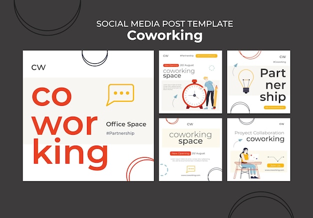 Publications de coworking sur les réseaux sociaux
