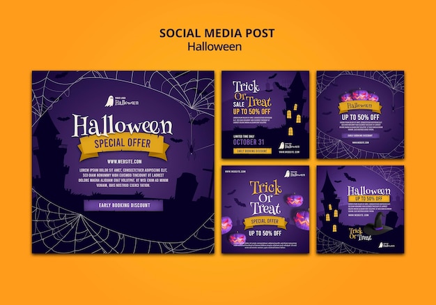 PSD gratuit publications d'halloween sur les réseaux sociaux