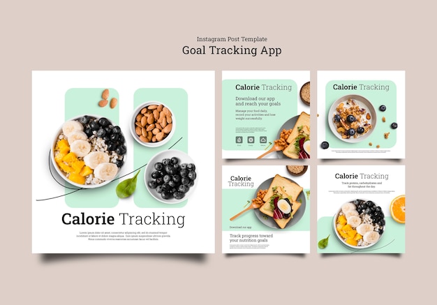 PSD gratuit publications instagram de l'application de suivi des objectifs