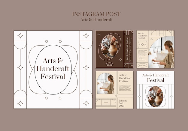 PSD gratuit publications instagram d'art et d'artisanat