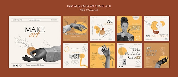 PSD gratuit publications instagram d'art et d'artisanat