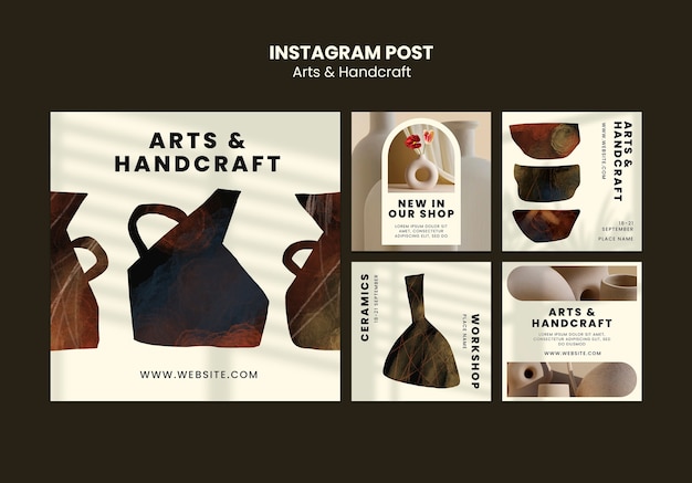 PSD gratuit publications instagram d'art et d'artisanat