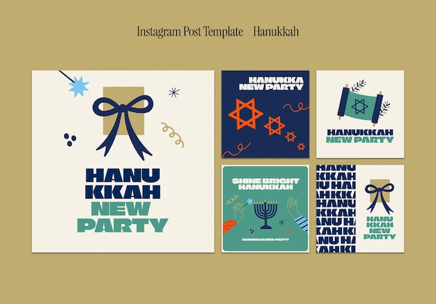 PSD gratuit publications instagram de la célébration de hanoukka