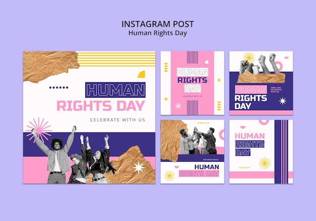 PSD gratuit publications instagram de célébration de la journée des droits de l'homme