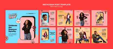 PSD gratuit publications instagram de la célébration de la journée de la femme