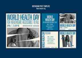 PSD gratuit publications instagram de la célébration de la journée mondiale de la santé