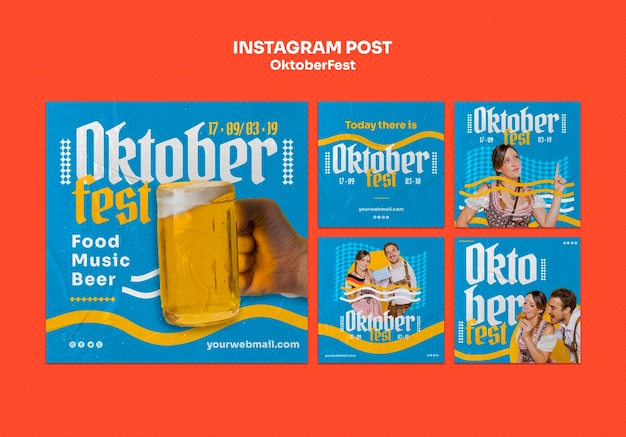 PSD gratuit publications instagram de la célébration de l'oktoberfest