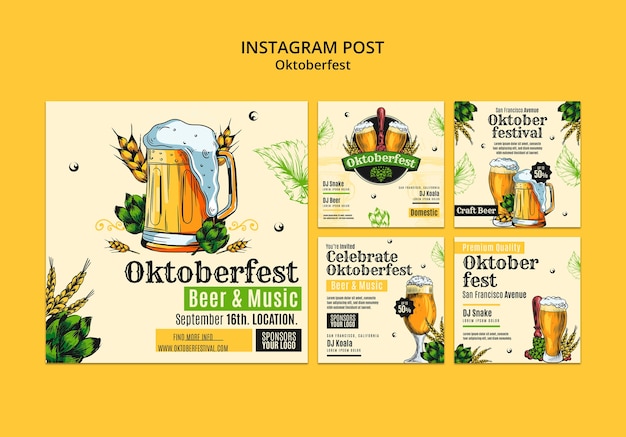 PSD gratuit publications instagram de la célébration de l'oktoberfest
