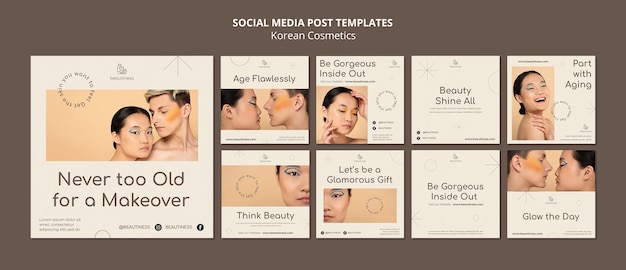 PSD gratuit publications instagram sur les cosmétiques coréens