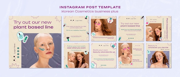 PSD gratuit publications instagram sur les cosmétiques coréens