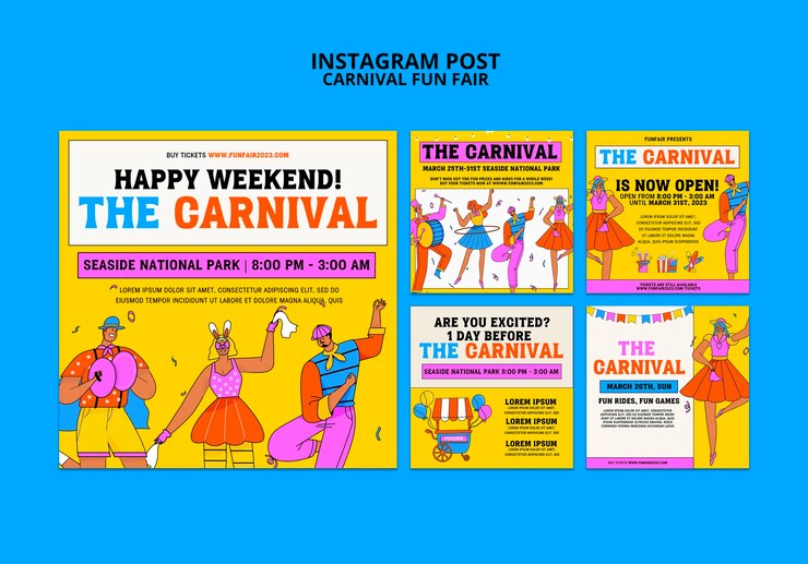 PSD gratuit publications instagram de divertissement de carnaval
