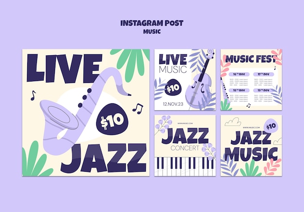 PSD gratuit publications instagram de divertissement musical