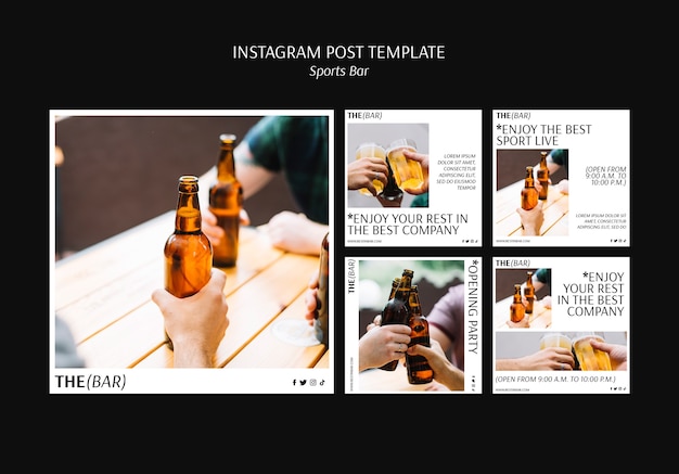 PSD gratuit publications instagram du bar des sports