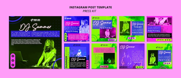 PSD gratuit publications instagram du dossier de presse design plat