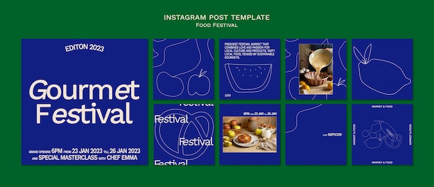 PSD gratuit publications instagram du festival de la nourriture délicieuse