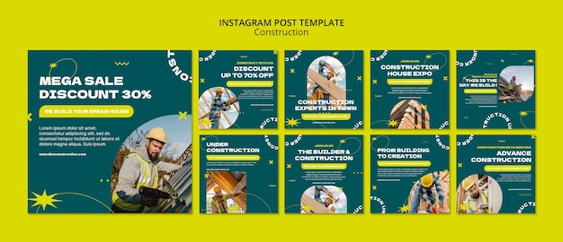 PSD gratuit publications instagram du projet de construction