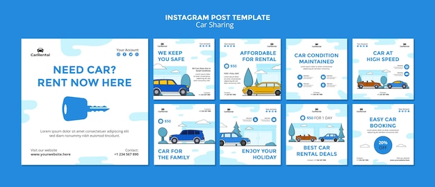 PSD gratuit publications instagram du service d'autopartage