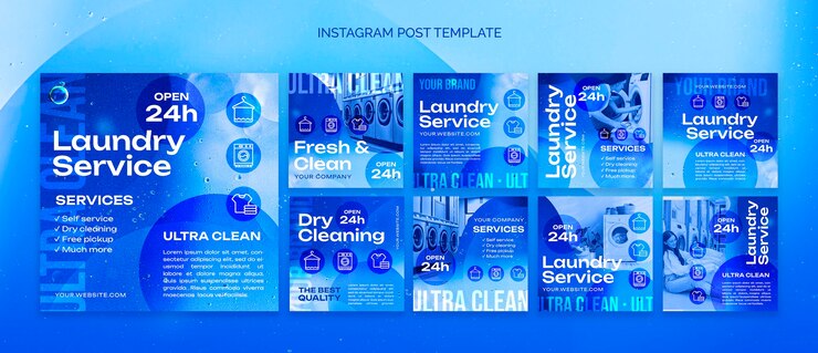 PSD gratuit les publications sur instagram du service de blanchisserie