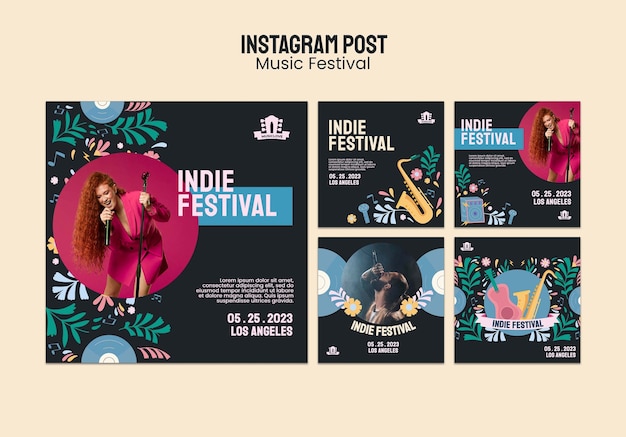 PSD gratuit publications instagram d'événements de musique indépendante