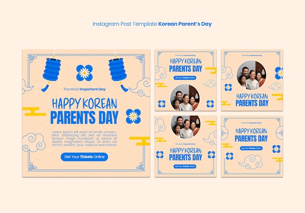 PSD gratuit publications instagram de la fête des parents coréens