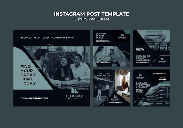 PSD gratuit publications instagram sur l'immobilier de luxe