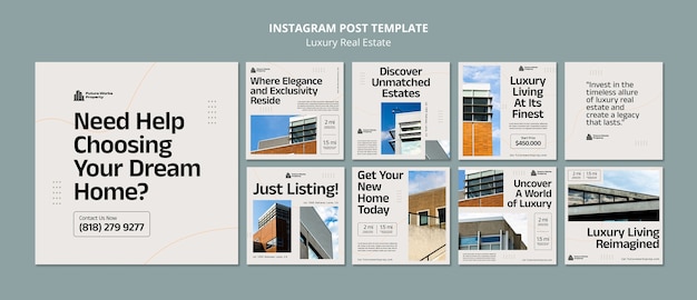 PSD gratuit publications instagram sur l'immobilier de luxe