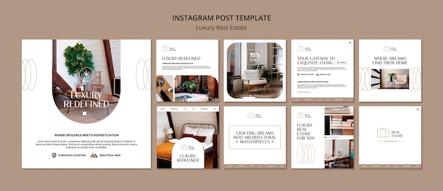 PSD gratuit publications instagram sur l'immobilier de luxe