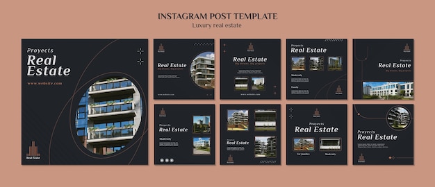 PSD gratuit publications instagram sur l'immobilier de luxe