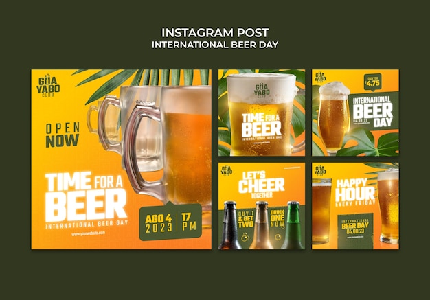 PSD gratuit publications instagram de la journée internationale de la bière