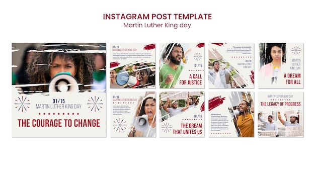 PSD gratuit les publications sur instagram de la journée de martin luther king