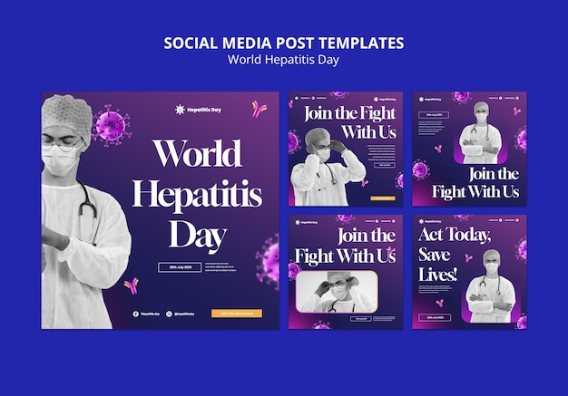 PSD gratuit publications instagram de la journée mondiale contre l'hépatite