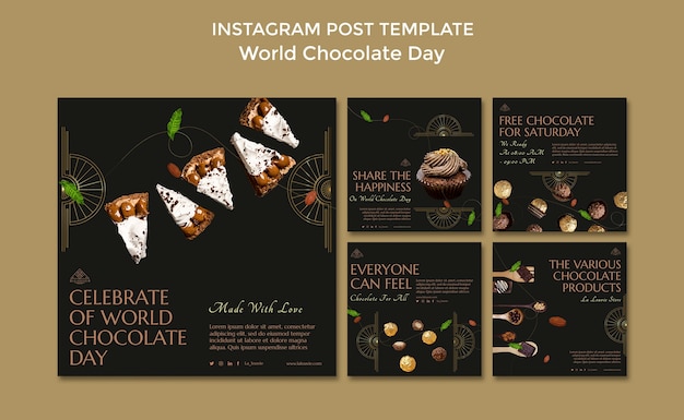 PSD gratuit publications instagram de la journée mondiale du chocolat