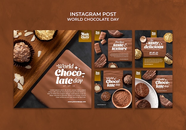 PSD gratuit publications instagram de la journée mondiale du chocolat