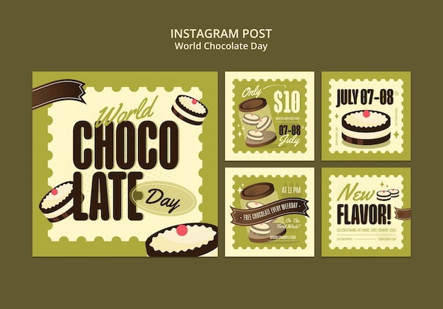 PSD gratuit publications instagram de la journée mondiale du chocolat