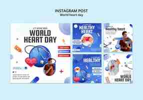 PSD gratuit publications instagram de la journée mondiale du cœur