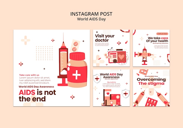 PSD gratuit publications instagram de la journée mondiale du sida