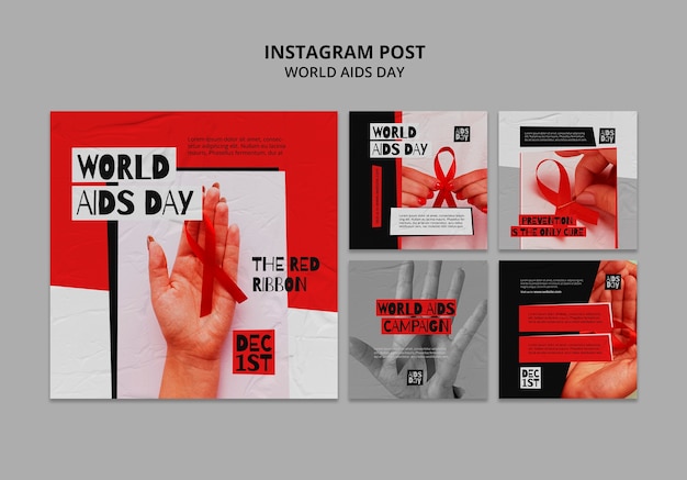 PSD gratuit publications instagram de la journée mondiale du sida