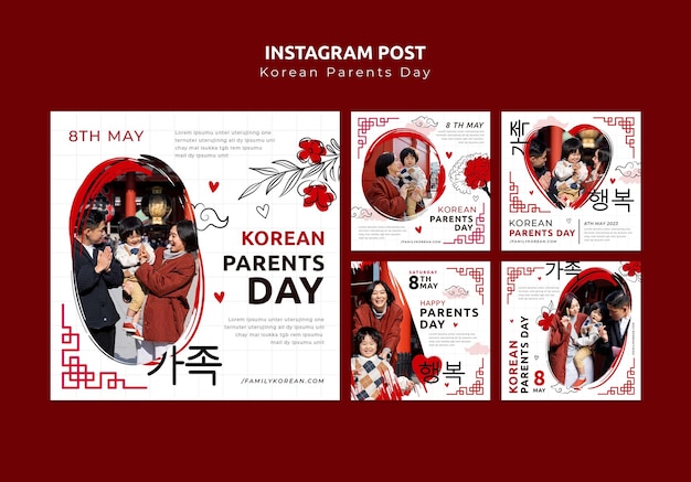 PSD gratuit publications instagram de la journée des parents coréens
