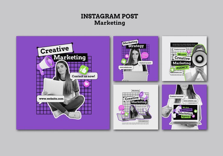 PSD gratuit les publications d'instagram de marketing de design plat