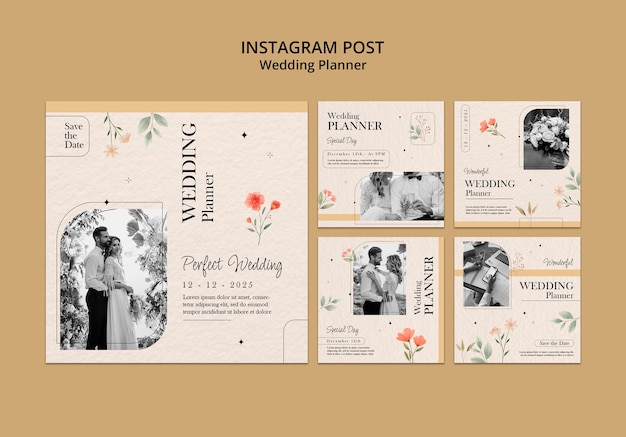 PSD gratuit publications instagram de l'organisateur de mariage