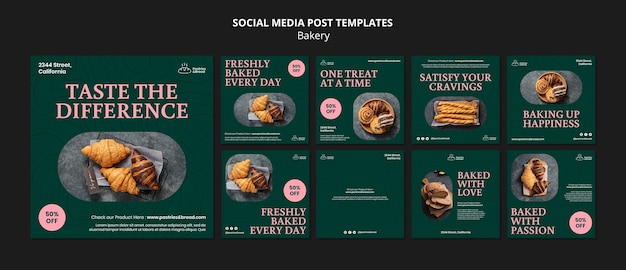 PSD gratuit publications instagram sur les produits de boulangerie