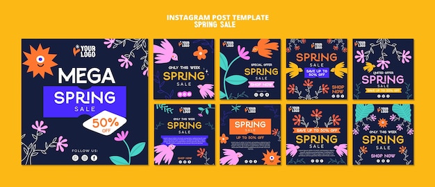 PSD gratuit publications instagram de réduction de vente de printemps