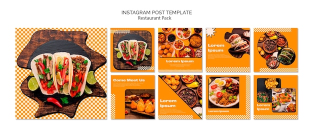 PSD gratuit publications instagram de restaurants de cuisine délicieuse