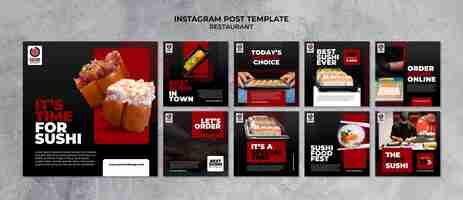 PSD gratuit publications instagram de restaurants de cuisine délicieuse
