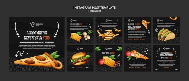 PSD gratuit publications instagram de restaurants de cuisine délicieuse