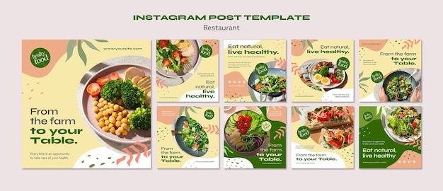 PSD gratuit publications instagram de restaurants de cuisine délicieuse