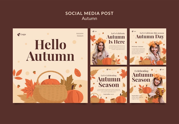 PSD gratuit publications instagram de la saison d'automne