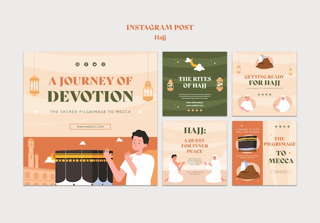 PSD gratuit publications instagram de la saison du hajj