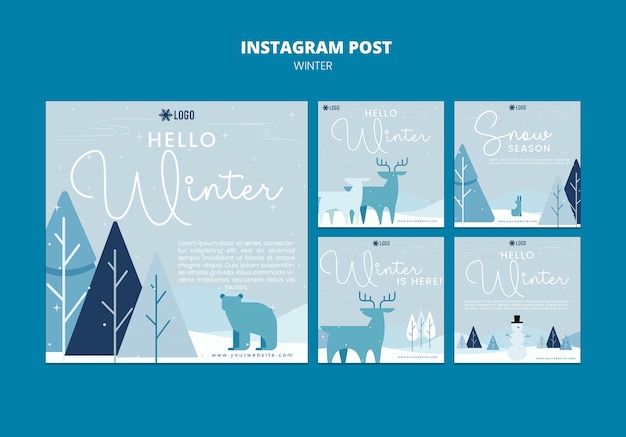 PSD gratuit publications instagram de la saison d'hiver