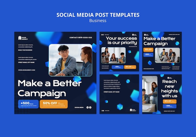 Publications instagram de stratégie commerciale géométrique